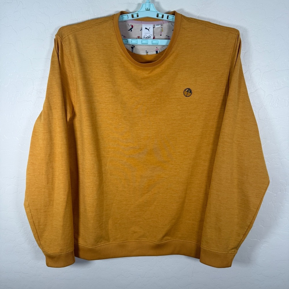 Puma‎ Arnold Palmer Sweater Mens 2XL Yellow Crew Neck Golf Performance *